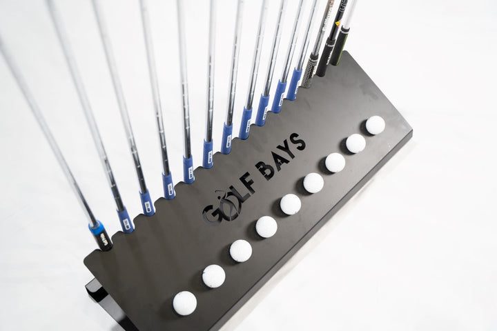 GolfBays Club Display Rack, Holds 14 Clubs &amp; 9 Golf Balls , Indoor Golf Storage