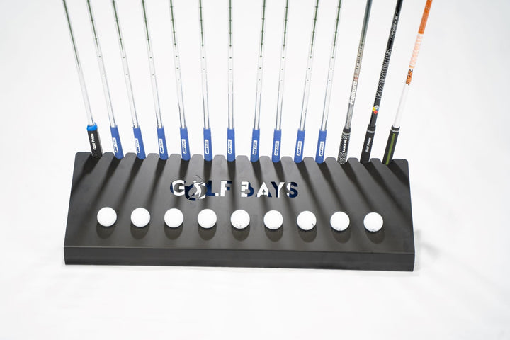 GolfBays Club Display Rack, Holds 14 Clubs &amp; 9 Golf Balls , Indoor Golf Storage