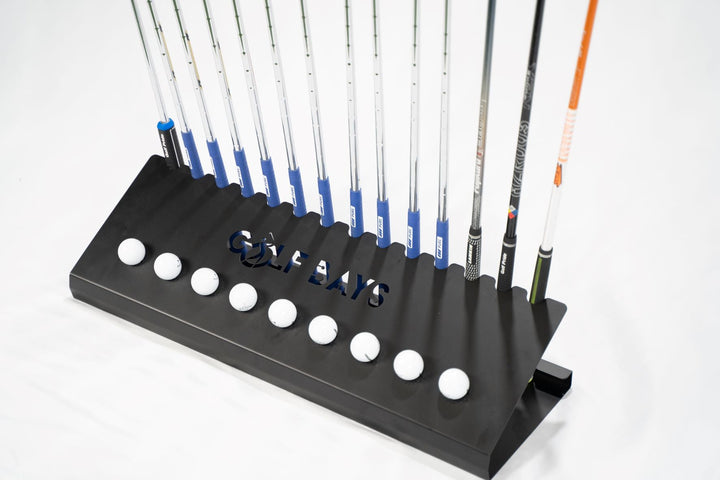 GolfBays Club Display Rack, Holds 14 Clubs &amp; 9 Golf Balls , Indoor Golf Storage